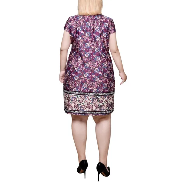NWT Ny Collection Plus Size Cap Sleeve Knit Dress WITD3999 Otrera Purple 3X - Image 3