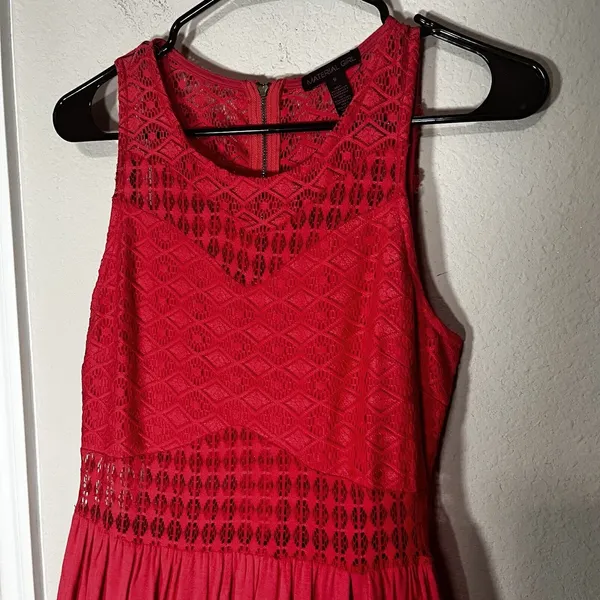 Material Girl Red Maxi dress Layered Mini Skirt‎ Sleeveless size S illusion - Image 3