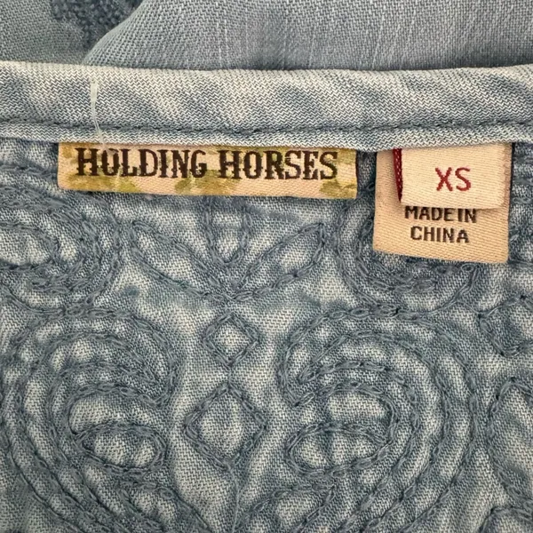 Anthropologie Holding Horses Chambray Embroidered Mini Dress XS - Image 13