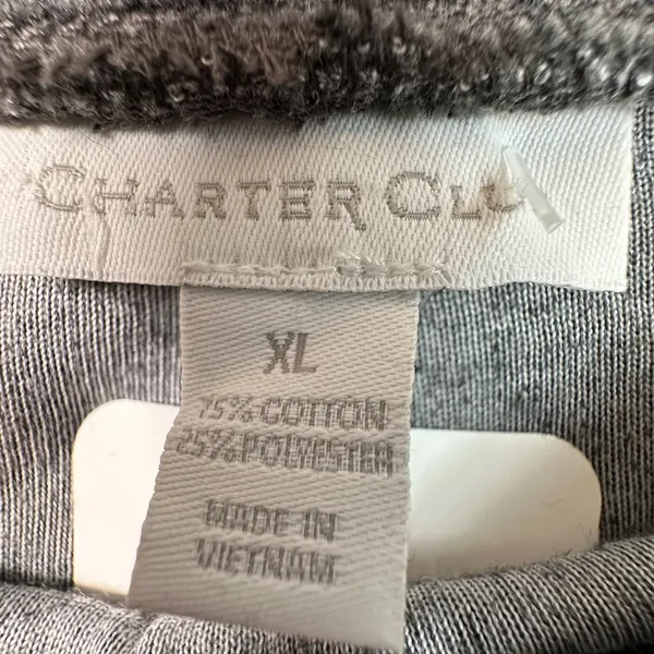 Charter Club Gray Velour Wide Leg Lounge Pants XL High Rise Cotton Blend - Image 3