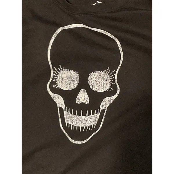 Source Unknown Halloween Long Sleeve Black Shirt with Skull Logo. Size Large - Image 5