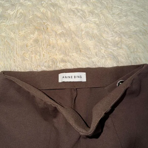 Anine Bing Max Chocolate Brown Pants Slit Hem Trousers Size 34 11 1/2" - Image 5