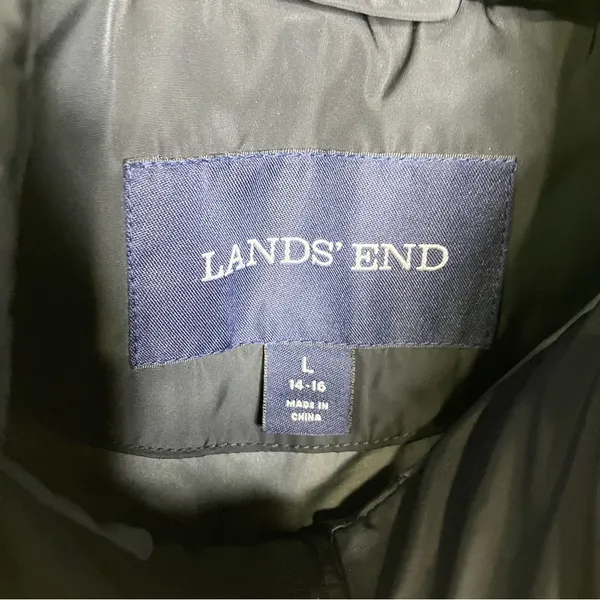 Lands End black down puffer‎ vest size large - Image 3