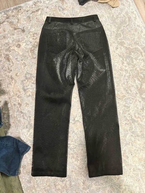 Hosbjerg (Nuuly/Anthropologie) Black Leather Pants with Polka Dots - Image 4