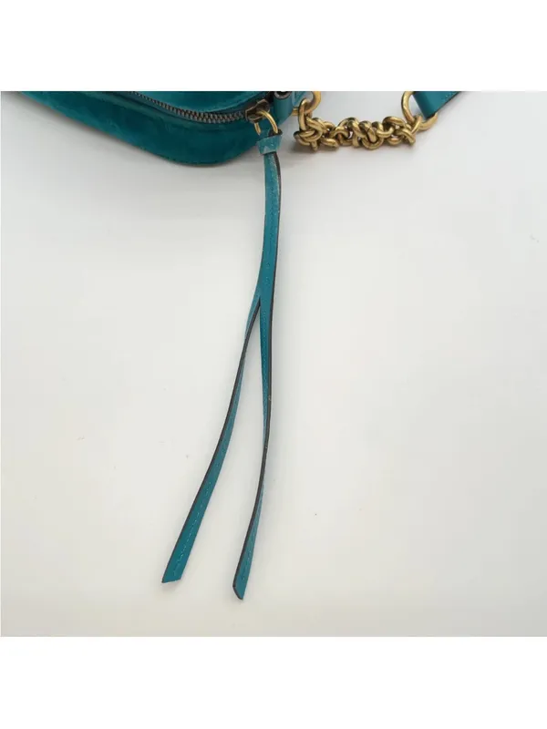 Gucci Teal Quilted Velvet GG Marmont Crossbody Bag - Image 7