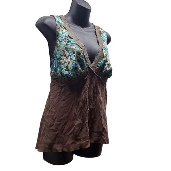 Bisou Bisou Y2K Lace Floral Silk Cami Tank Top - Image 3