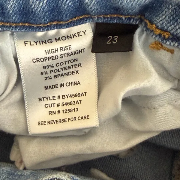 Vervet Flying Monkey Women High Rise Straight Jean Sz 23x29 Distressed Cropped Raw Hem - Image 6