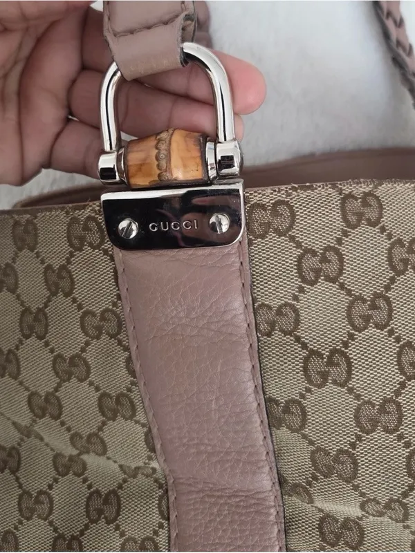Gucci Monogram Medium Bamboo Bar Tote - Image 6
