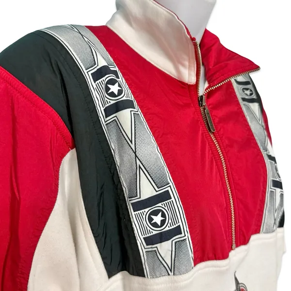 Vintage 80s 90s Head Red White Black Ski Windbreaker Women's Sweatshirt size S - Image 10