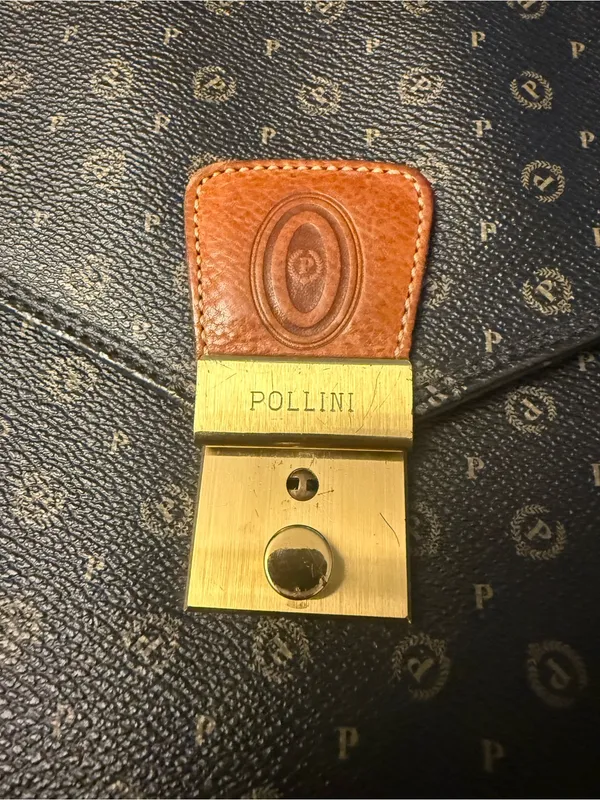 Vintage Pollini Monogram Leather Satchel Bag Italy Dark Academia - Image 2
