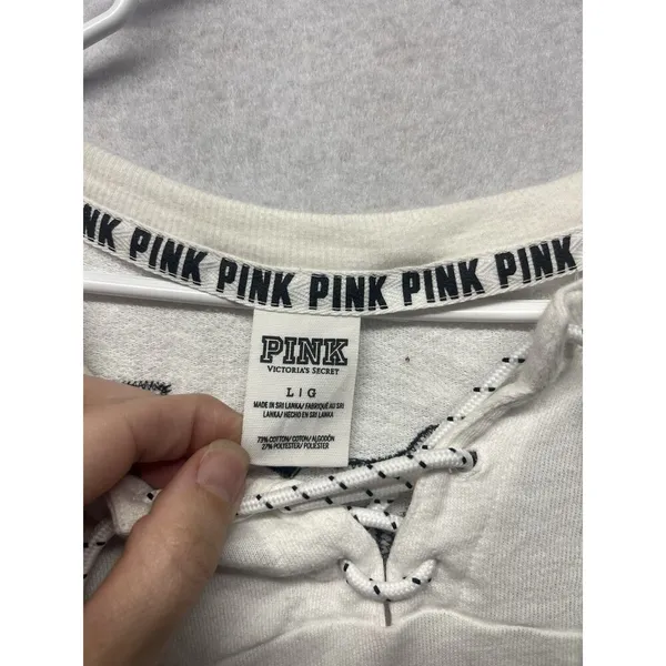 Y2K Victorias Secret PINK Pullover "PINK PINK" LOGO Sweatshirt Large Oversized - Image 2
