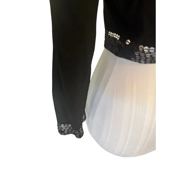 U-Knit Black Cropped Open Cardigan Sequin Trim Size M - Image 3
