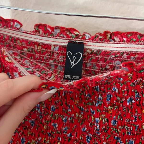 windsor red floral strapless bandeau top - Image 3