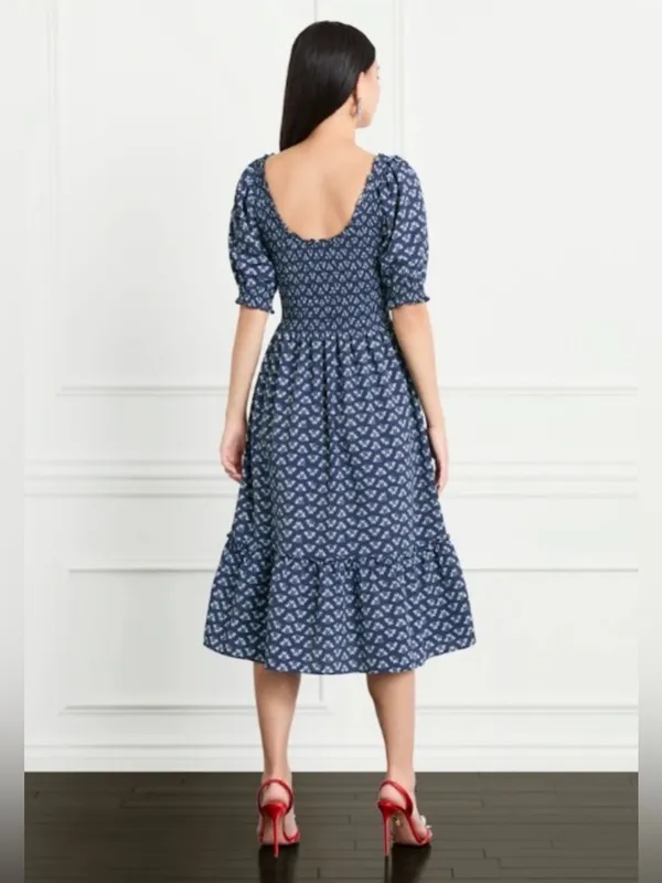 House Hill House Louisa Nap Dress in Posy Navy Crepe Small - Image 4