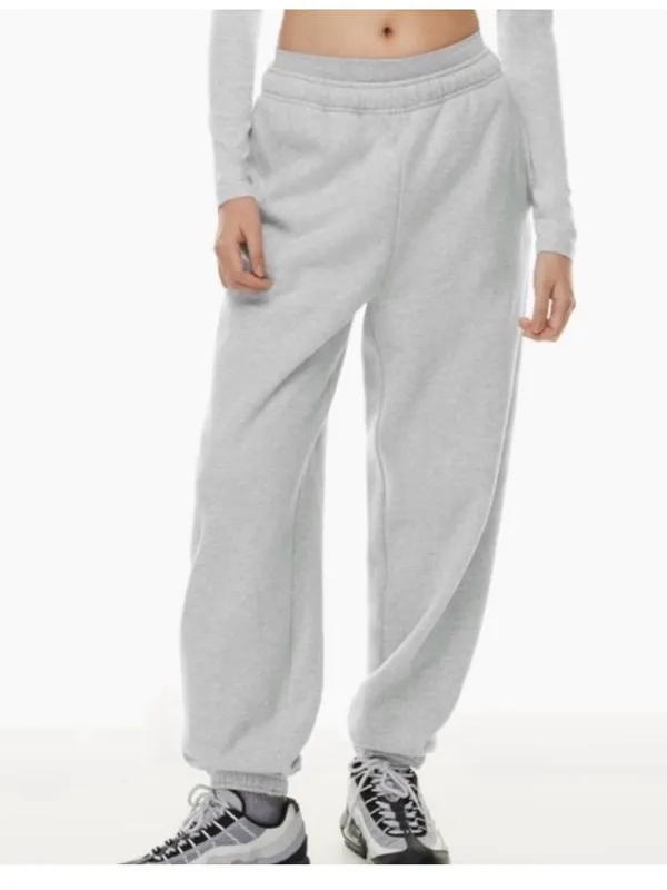 Aritzia TNA Sweatfleece Cozy Fleece Mega Fit Heather Grey Sweatpants Size Medium - Image 4