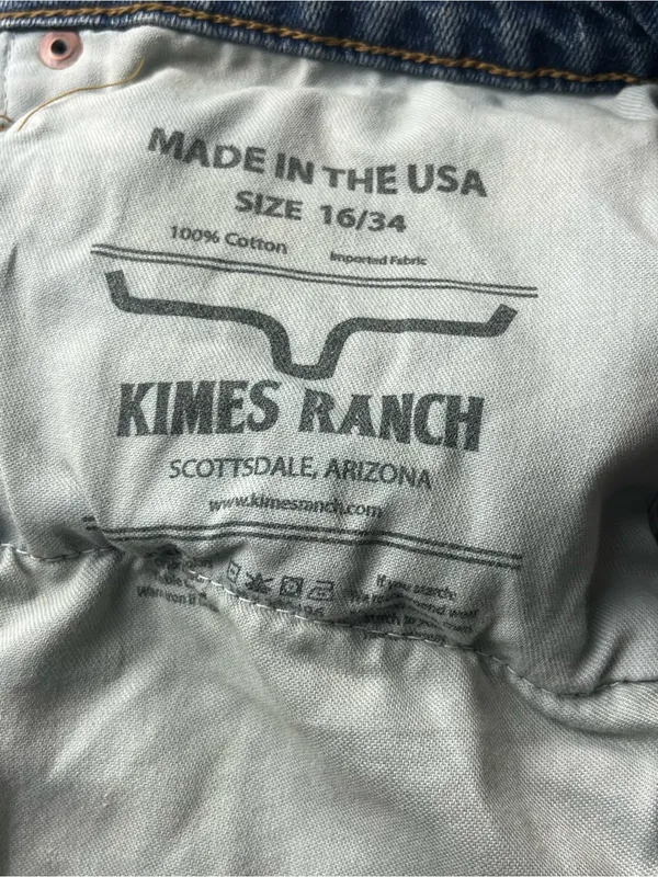 Kimes Ranch Mia 16 / 34 Blue Denim Jeans High Rise Relaxed Straight Leg Western - Image 2