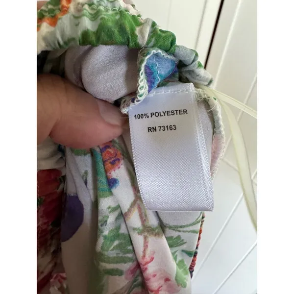 Cupio Womens Skirt Sz M White Floral Colorful Butterflies Flowers Silky Maxi NEW - Image 7