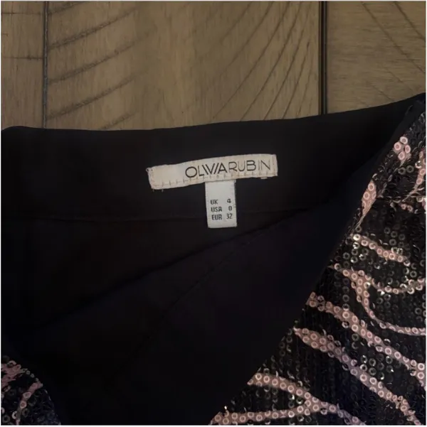 Olivia Rubin Black & Pink Zebra Sequin Mini Skirt - Image 3