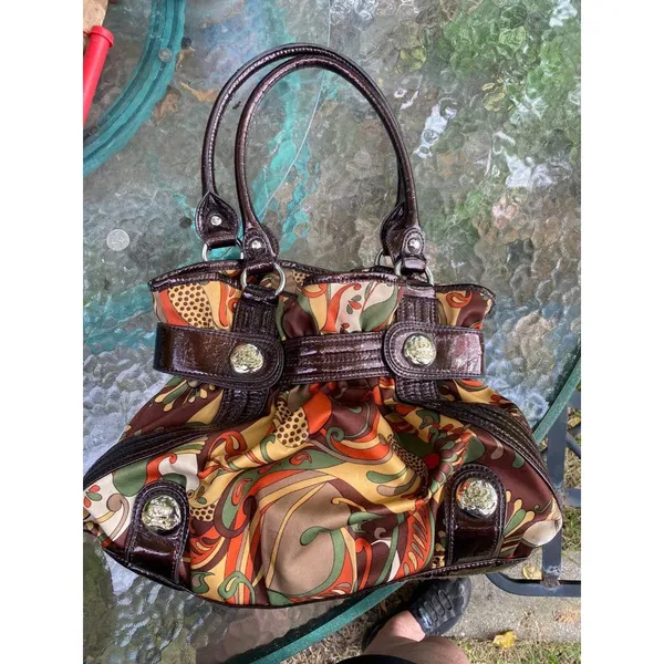 Kathy‎ van Zeeland retro trippy 70’s vibe vintage shopper bag - Image 2