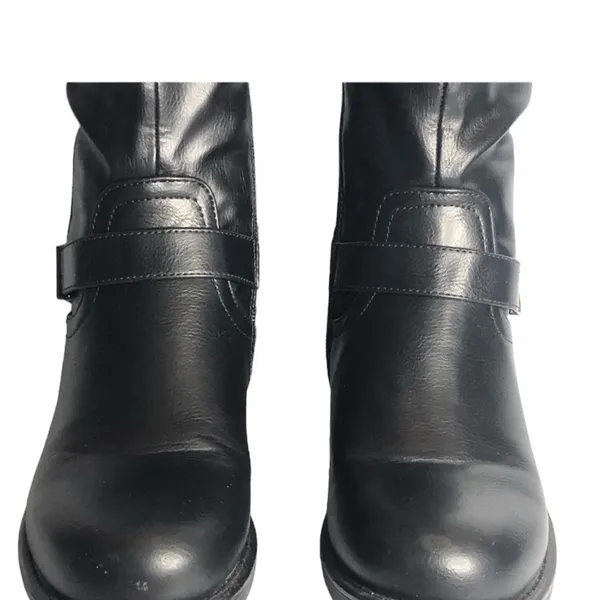Dream Paris Black Knee High Riding Boots Side Zipper Buckles 1.25 inch Heel Sz 5 - Image 3