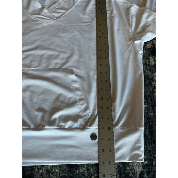 PrAna Eileen Long Sleeve Crop Hoodie Womens XL Stretch Lightweight Pocket White - Image 6