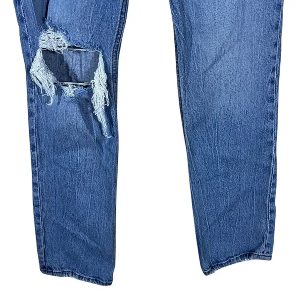 Abercrombie & Fitch 90s Straight Ultra High Rise Distressed Jeans Blue Size26/2R - Image 4