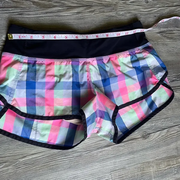 Lululemon Athletica Colorful Plaid Athletic Shorts - Image 4