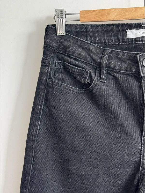 Hidden Jeans Black Split Hem Flare Jeans Size 28 Raw Hem Stretch Denim - Image 4
