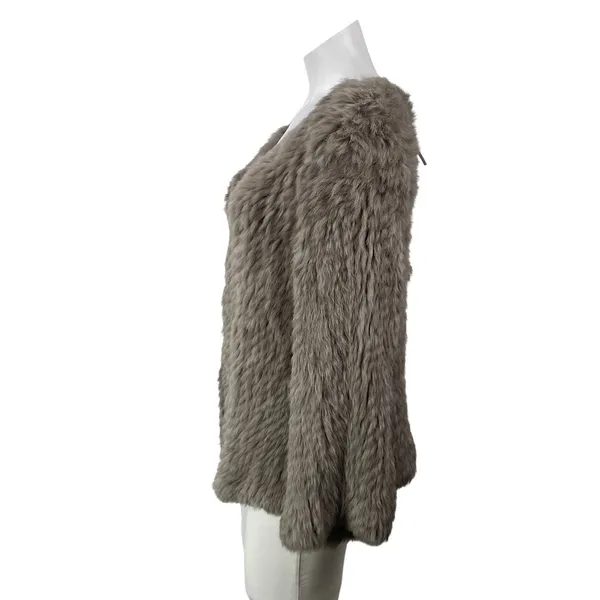 NEW New York Look Women's Taupe Faux Fur Plush Open Blazer Coat Jacket Size M - Image 2