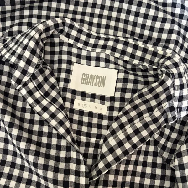 GRAYSON The Hero Black White Gingham Button Front Shirt Blouse Size 02 Small - Image 11