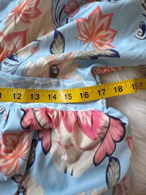 CUPSHE Watercolor Morning Floral V-Neck Smocked Maxi Dress with Side Slits - Image 6