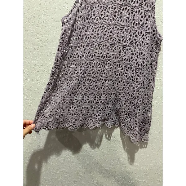 Anthropologie Pins & Needles Women's Purple Crochet Tank Sz L Beachy Boho - Image 4