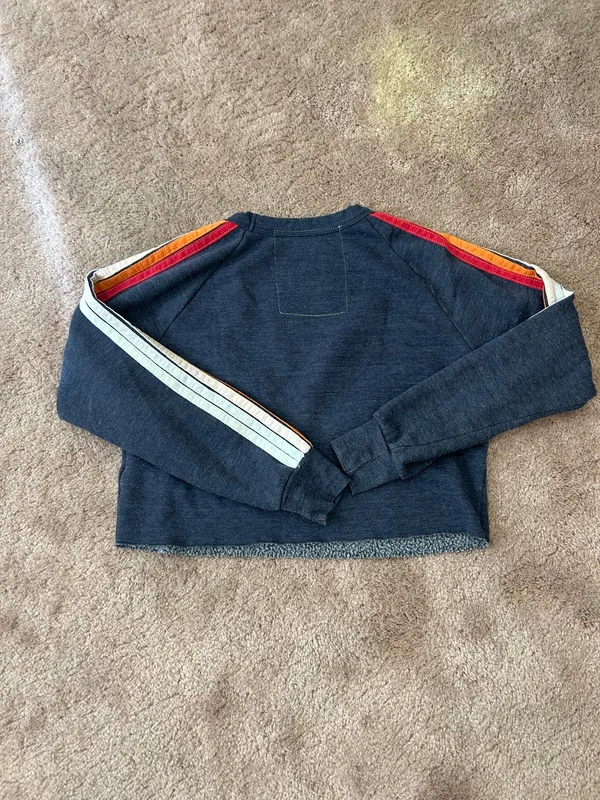 Aviator Nation Blue Rare Bandier Rainbow Stripe Sweatshirt Jogger Pants Set XS - Image 5