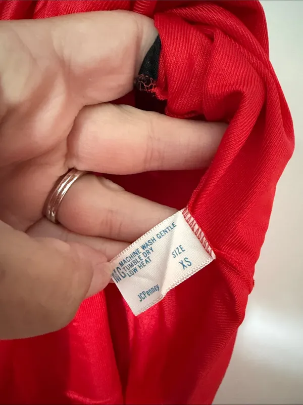 Vintage JCPenney Asian Inspired Red Satin Embroidered Nightgown XS ^ - Image 4