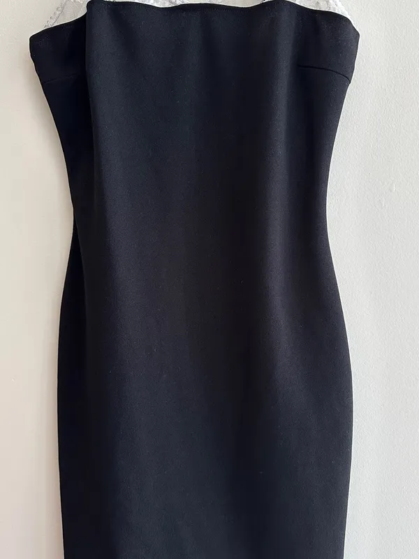 Madden Girl Black and White Bodycon Lace Trim Mini Dress, Size Medium - Image 3