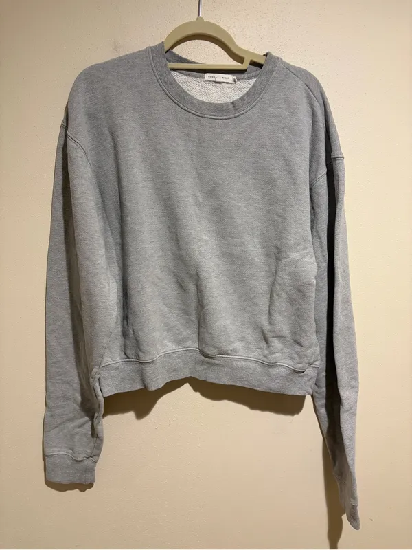 Good American Boyfriend Fleece Cotton Crewneck Sweatshirt Gray Size 1/Small - Image 3
