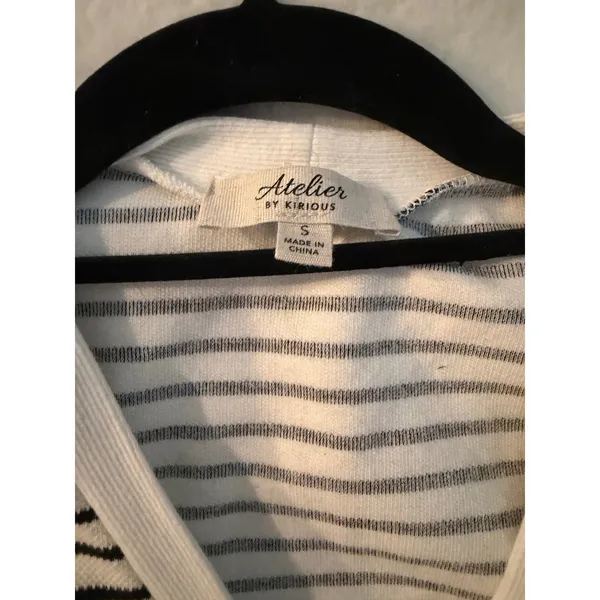 Atelier by Kirious Striped Knit Sweater Vest Black‎ White Button Front Small - Image 2