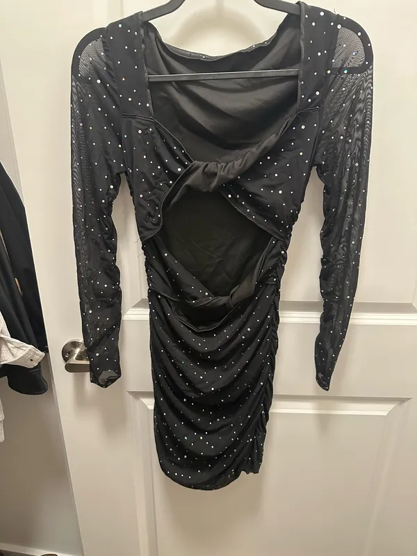 Black Sparkly Mini Dress  - Image 3