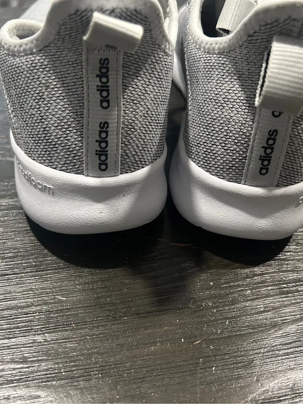 adidas White and Light Gray Knit Runner Sneakers - Image 6
