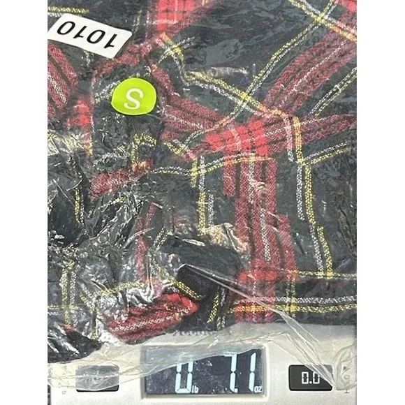 Zara Basic Women Small Red Black Plaid Ruffle V-Neck Babydoll Tunic Dress‎ - Image 6