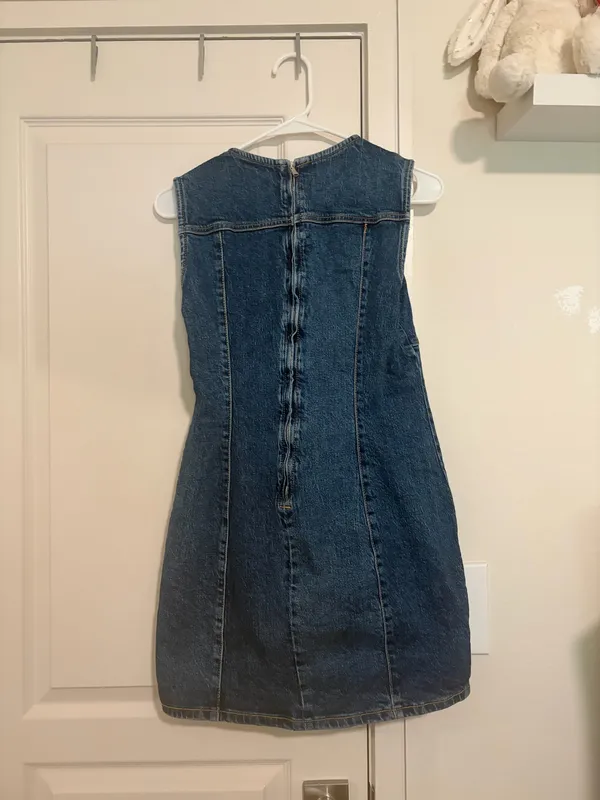 Zara TRF Fitted Denim Mini Dress Blue - Image 4