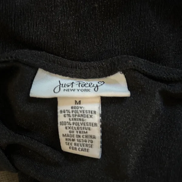 Just Polly New York Bodysuit Y2K Black Ruched Glam Gold Chain Strap Grunge SZ M - Image 7