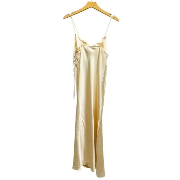 Zara Spaghetti Straps Side Lace-Up Satin Slip dress in Cream size Medium NWT - Image 5