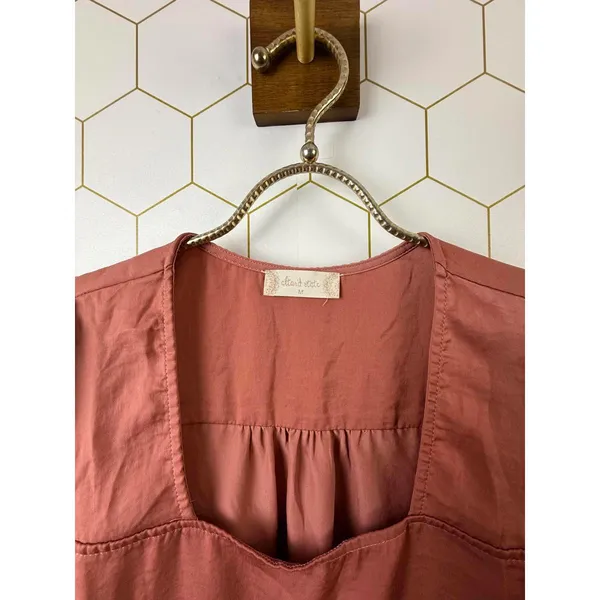 Altar'd State Rust Long Sleeve Square Neck Peplum Blouse - Size - Medium - Image 4