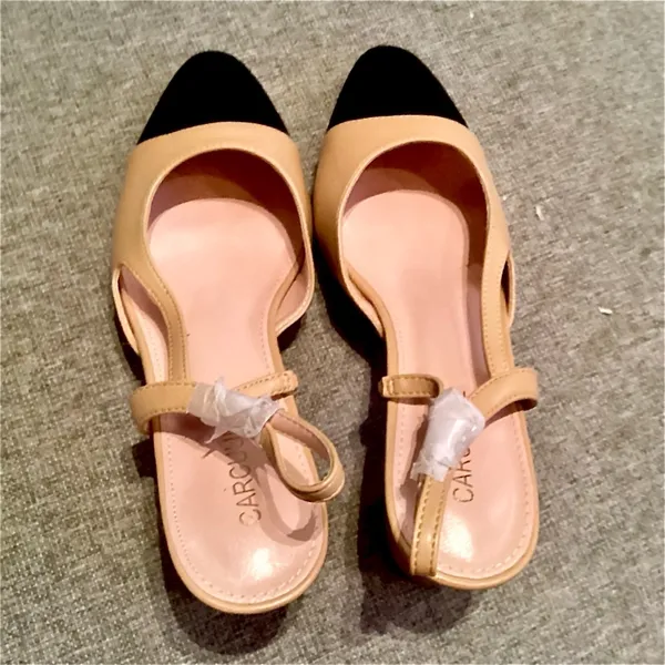 NWOB Carcuume Women's Slingback Heels, Two Tone Sexy Casual Low Chunky Heels. - Image 5