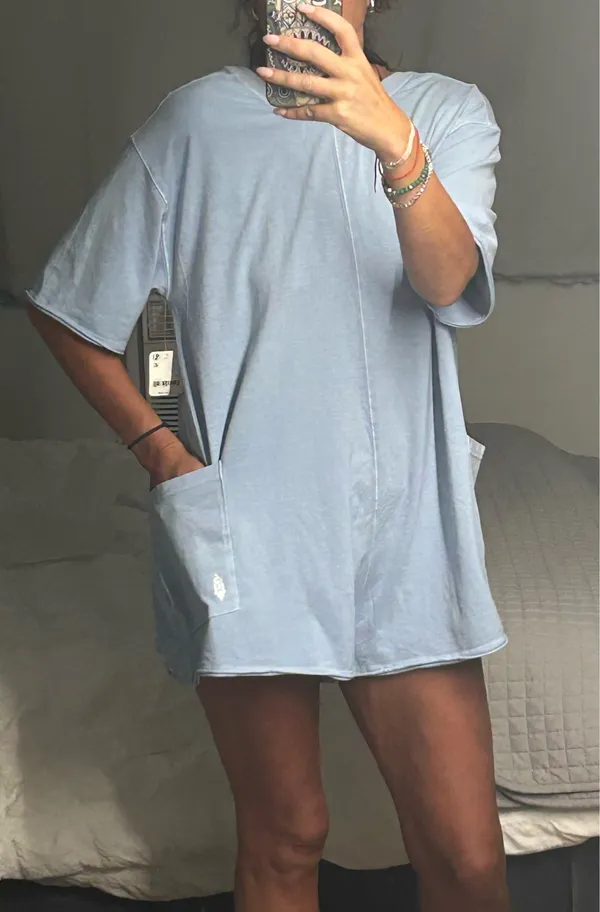 Free People Movement Hot Shot Tee Romper Steel XS Oversized NWT - Image 2