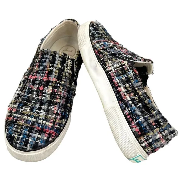 Jack Rogers Anna Black Multi-Colored Boucle Metallic Tweed Slip On Sneakers Sz 6 - Image 10
