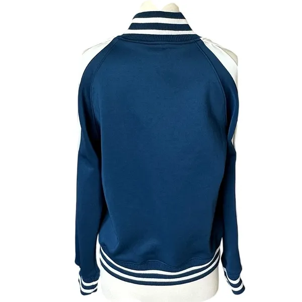 Pam & Gela Inspired Varsity Track Jacket M Royal Blue Cold Shoulder Sleeve - Image 4