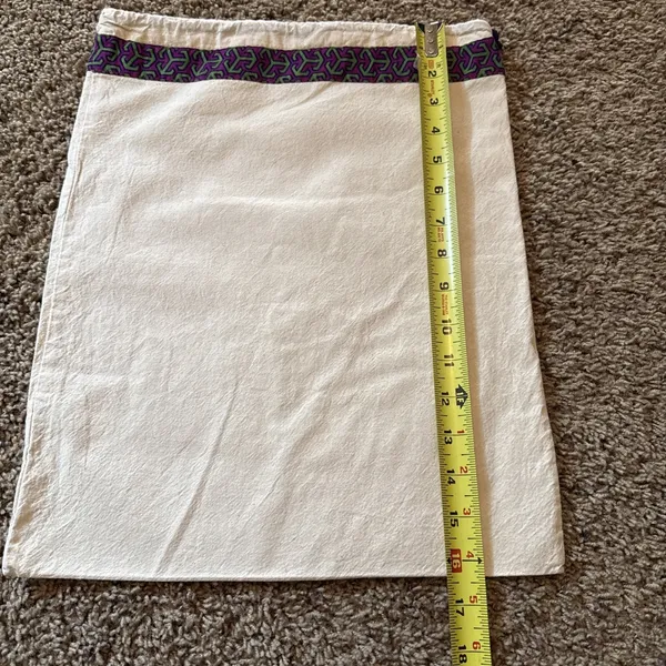 Tory Burch Cream Canvas Dust Bag With Purple And Green Accent Gold‎ Logo 12x16 - Image 5