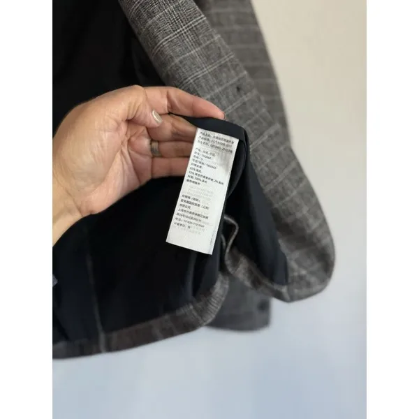 Abercrombie & Fitch Womens 0 Windowpane Single Button Blazer Gray‎ Plaid Stretch - Image 9